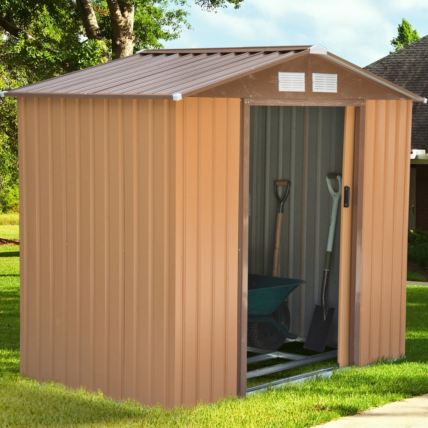 Outsunny 9'x6' Metal Outdoor Utility Storage Tool Shed Kit Backyard
