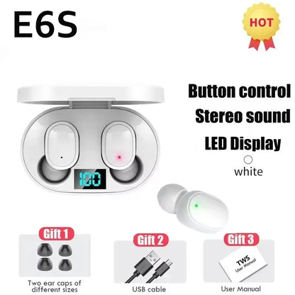 E6S Wireless Bluetooth Earphones TWS Bluetooth Headset Wireless Earbuds Noise Cancelling Earphones with Mic Headphones Sport