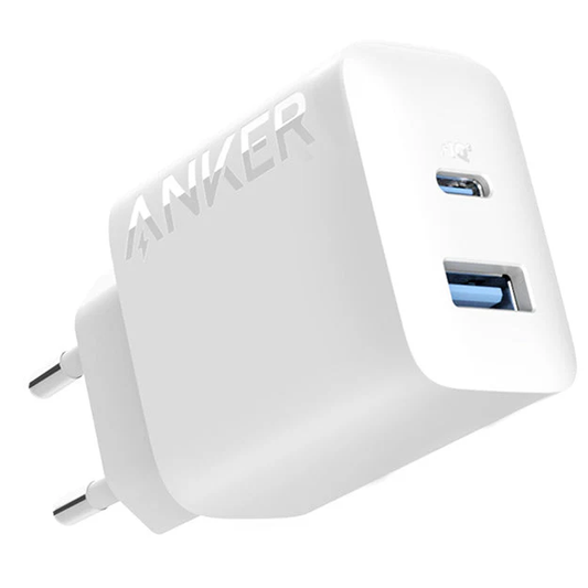 ANKER USB TYPEC 20W PD WALL CHARGER WHITE USB A AND USB C FAST CHARGING WARRANTY 18 MONTH